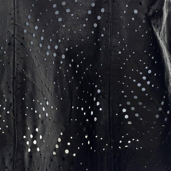& TROUSERS Jacket Black Perforated Dots Texture Tailored Leather Women's Size 6 - Picture 7 of 13